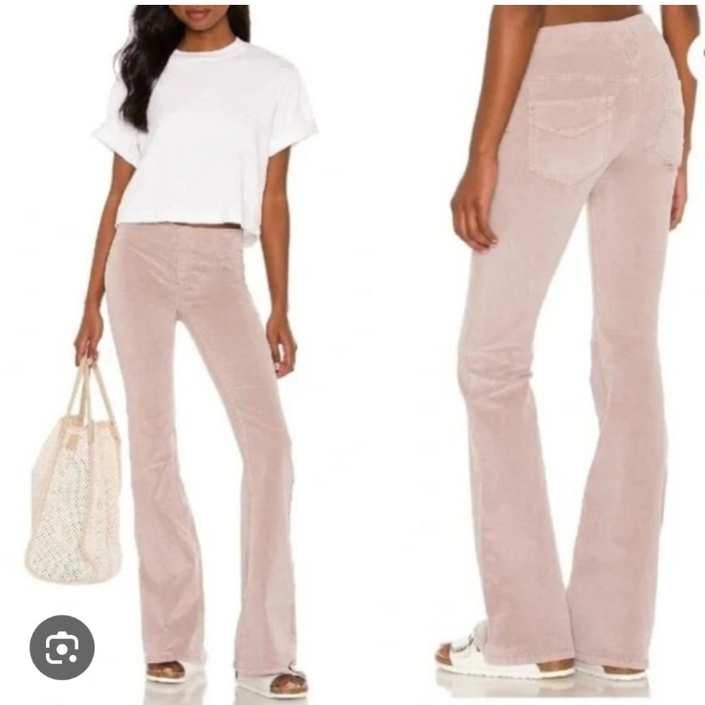 Free People size 25 women’s pull on Flare leg Corduroy Pants blush pink NWOT!